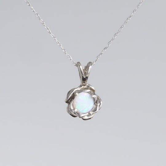 White Opal Flower Pendant