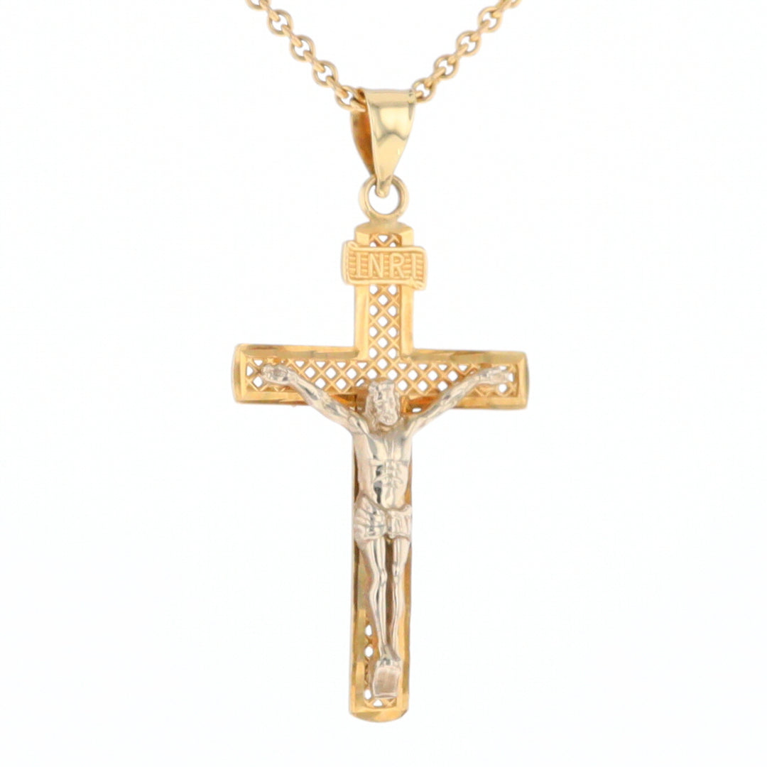 Two Tone Gold Crucifix Pendant