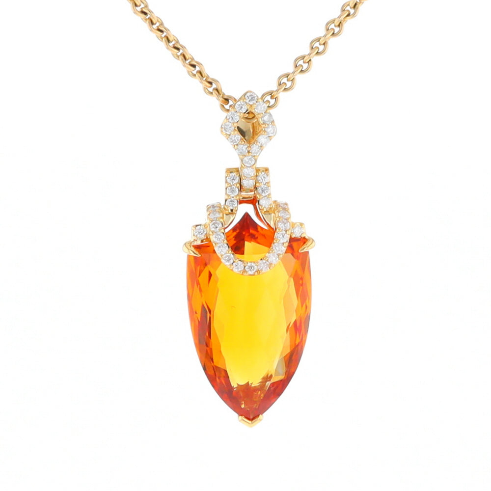 Citrine Pendant with Diamond Bail