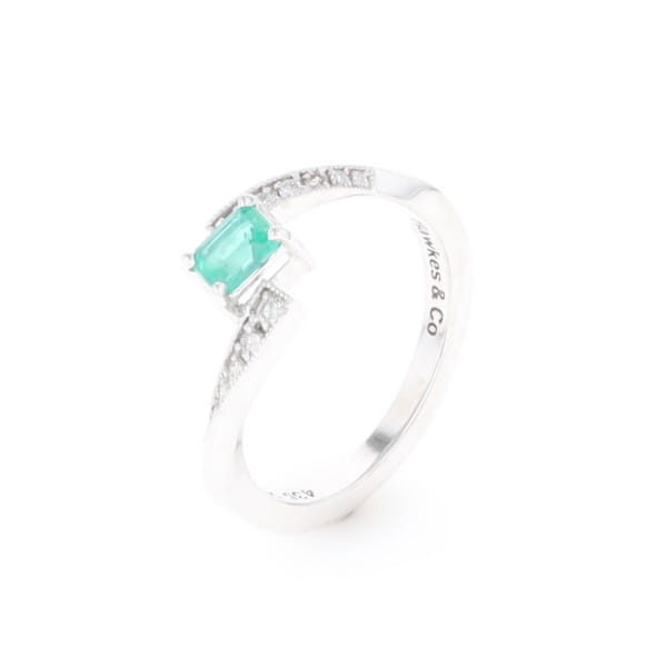Emerald Twist Ring with Diamond Accents