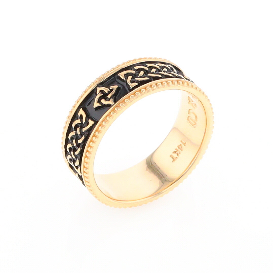 Celtic Knot Black and Gold Wedding Band