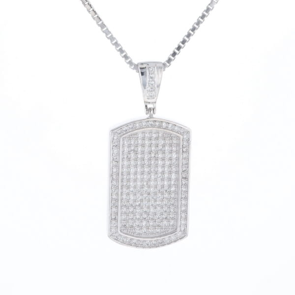 Cubic Zirconia Dog Tag Necklace