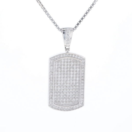 Cubic Zirconia Dog Tag Necklace