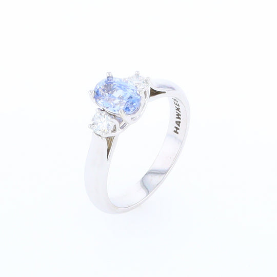 Ceylon Sapphire Three-Stone Trellis Ring