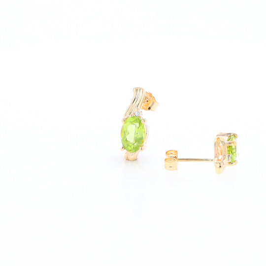 Peridot Ribbon Stud Earrings