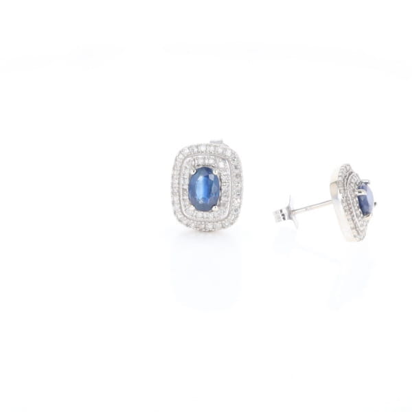 Double Halo Sapphire Earrings
