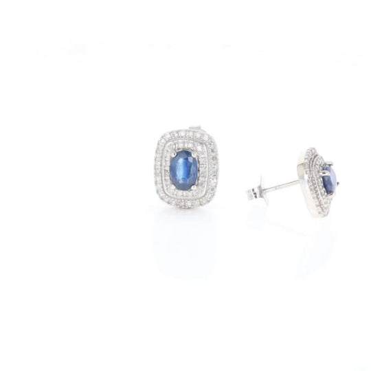 Double Halo Sapphire Earrings