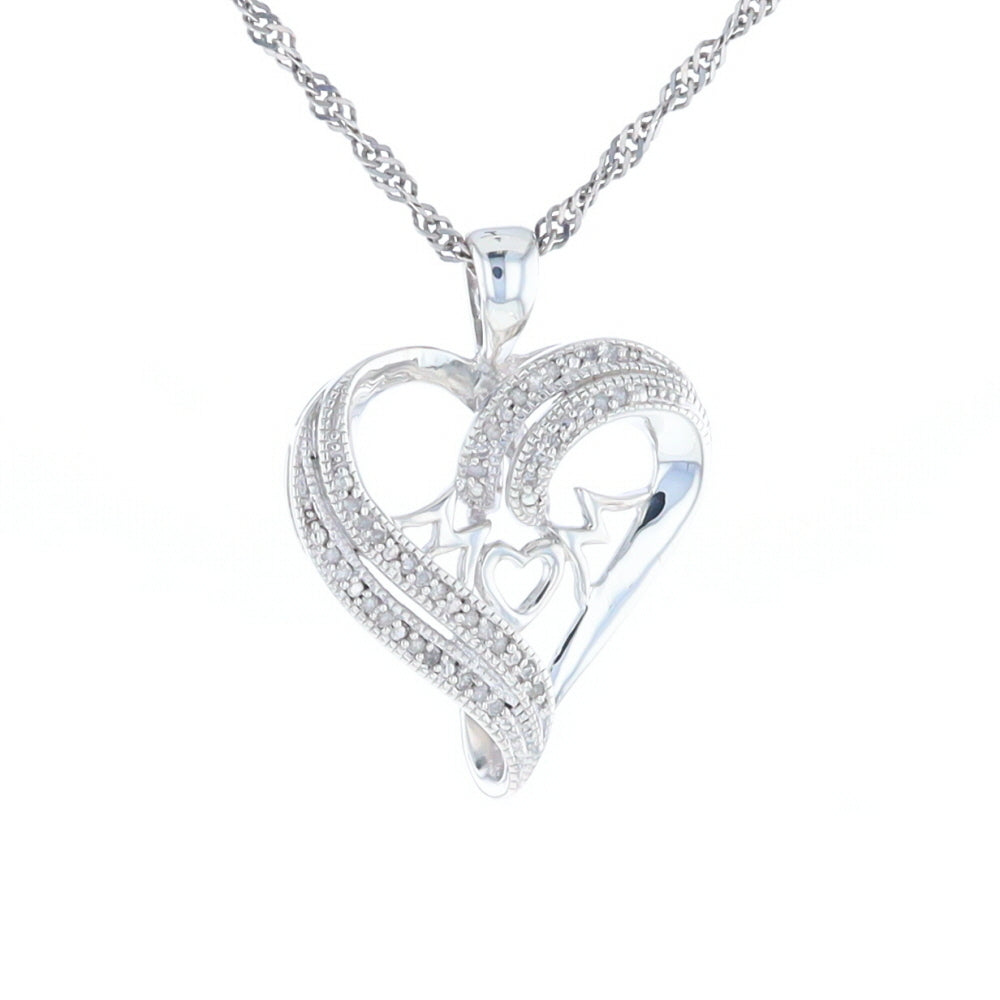 "MOM" Diamond Heart Pendant