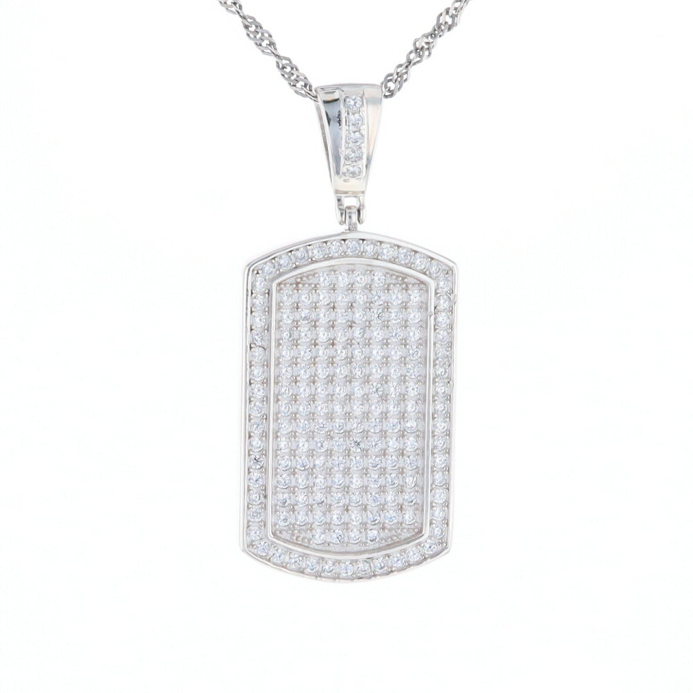 Cubic Zirconia Dog Tag Pendant