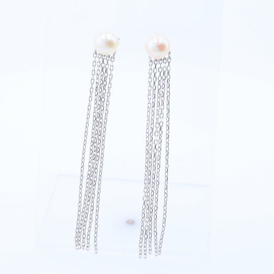 Tassel Chain Pearl Earrings