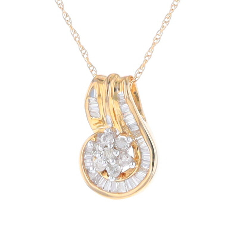 Gold Slide and Flower Diamond Pendant