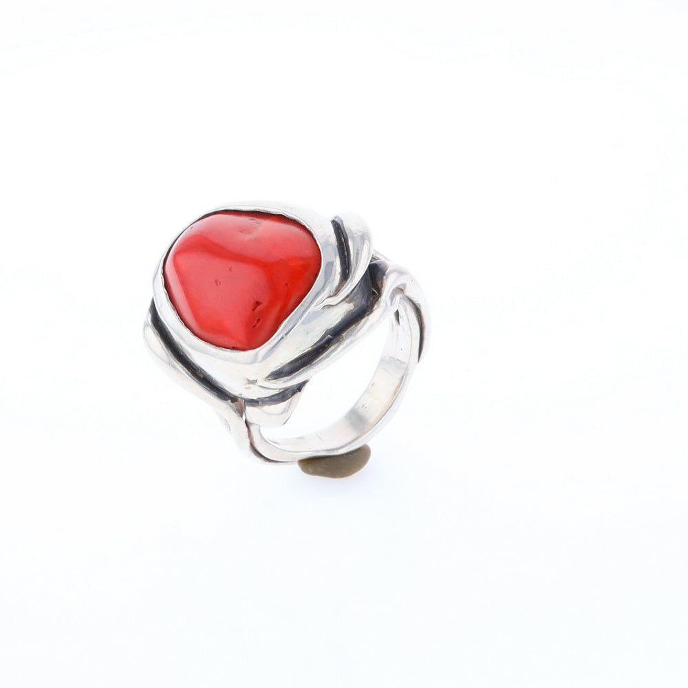 Native Oval Coral Free Form Ring