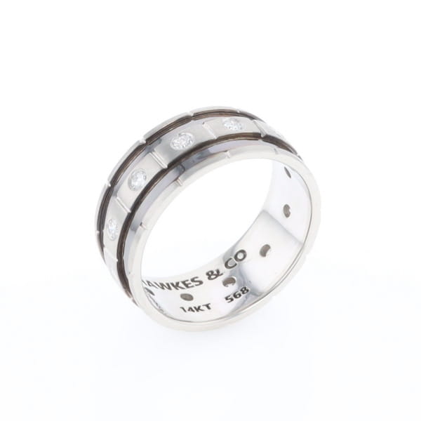 Contemporary Men's Comfort Fit Wedding Band With Diamonds