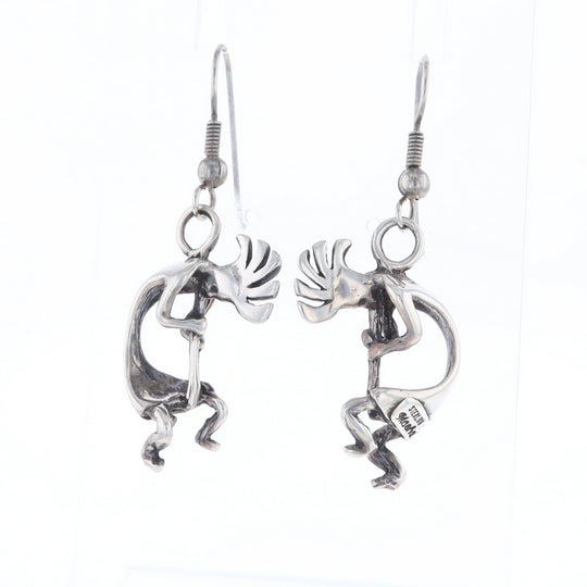 Silver Kokopelli Dangle Earrings