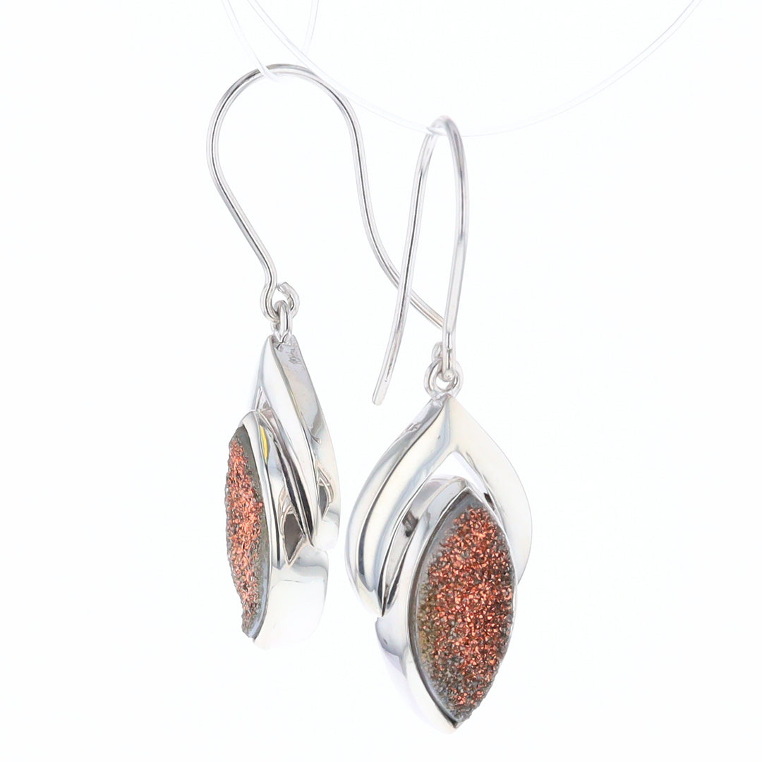 Druzy Quartz Sterling Silver Dangle Earrings