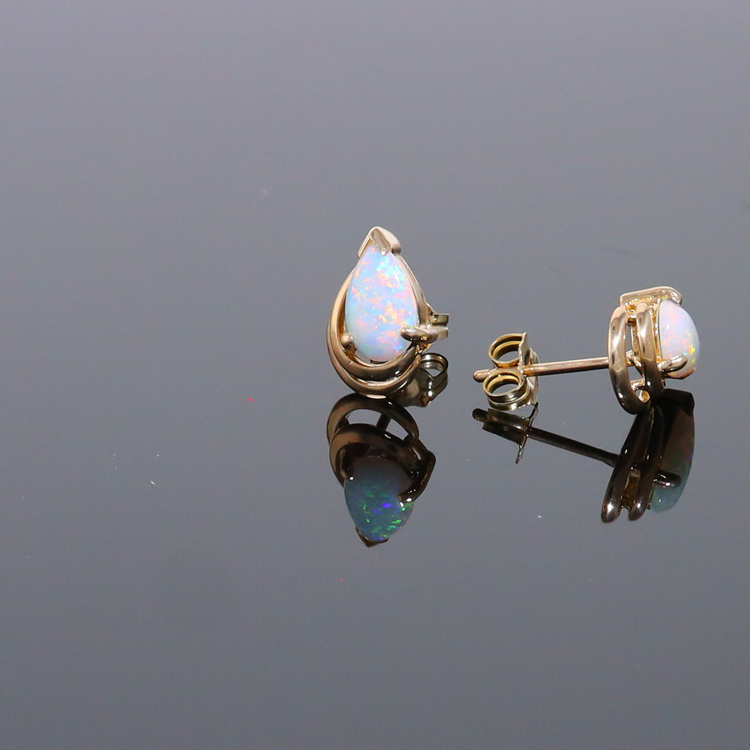 Pear-Shaped Opal Stud Earrings