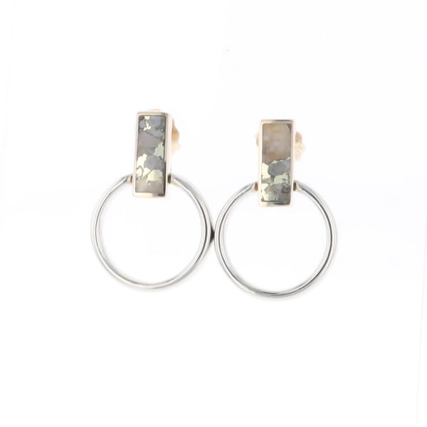 Gold Quartz Rectangle Inlaid Knocker Earrings - G2