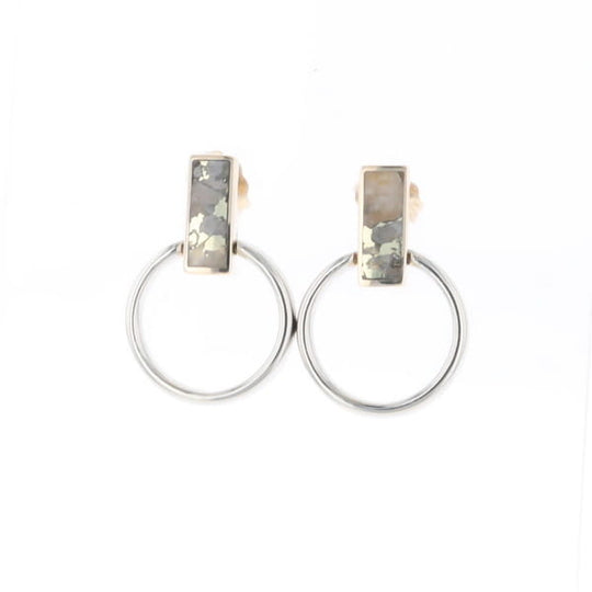 Gold Quartz Rectangle Inlaid Knocker Earrings - G2