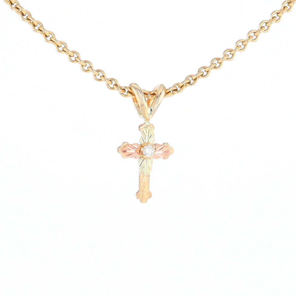 Black Hills Gold Diamond Cross Pendant