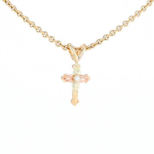 Black Hills Gold Diamond Cross Pendant