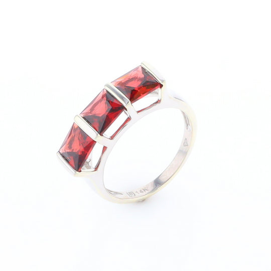 Three Square Garnet Ring