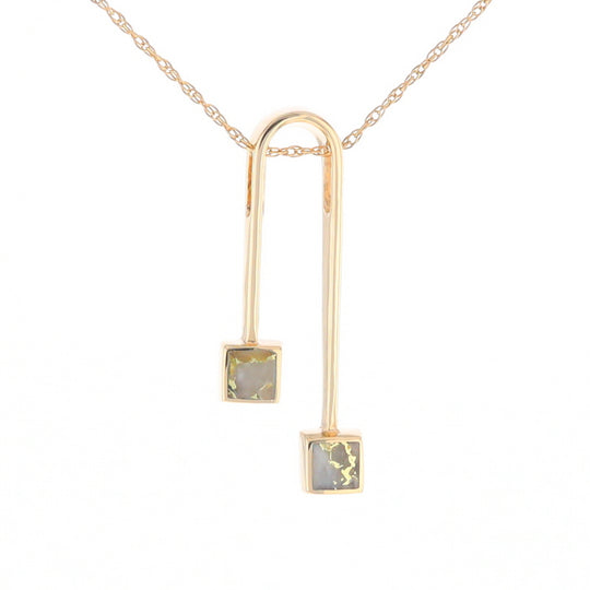 Gold Quartz 2 Square Curved Bar Pendant