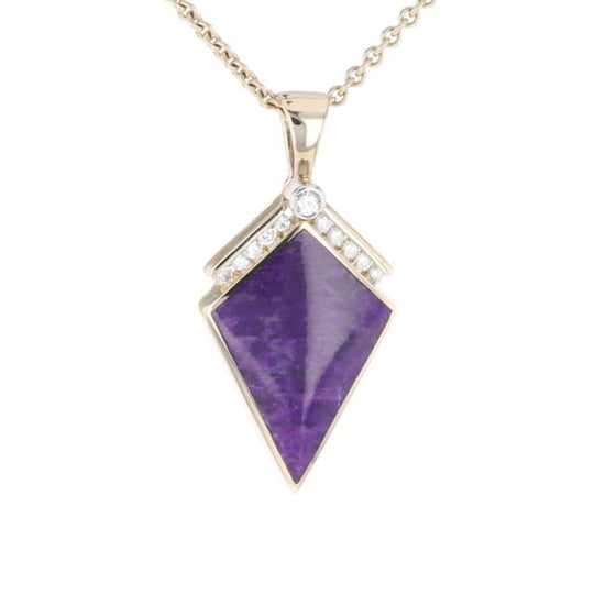 Sugilite Kite Shape Inlaid Pendant with 0.19ctw Diamonds