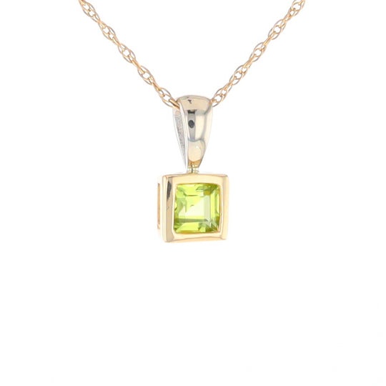 Two-Tone Bezel Peridot Pendant