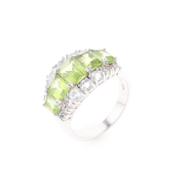 Peridot and CZ Cocktail Ring