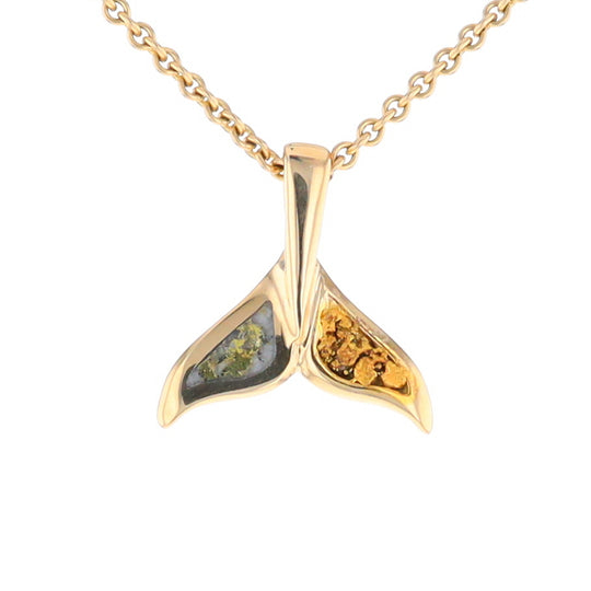 Whale Tail Necklaces Natural Gold Quartz and Nuggets Inlaid Pendant