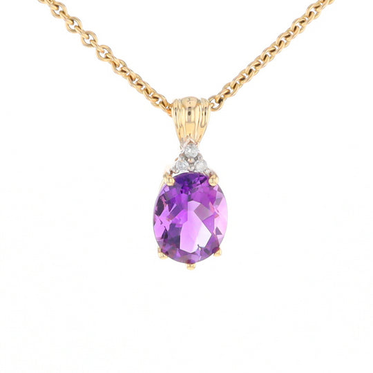 Oval Amethyst Diamond Pendant