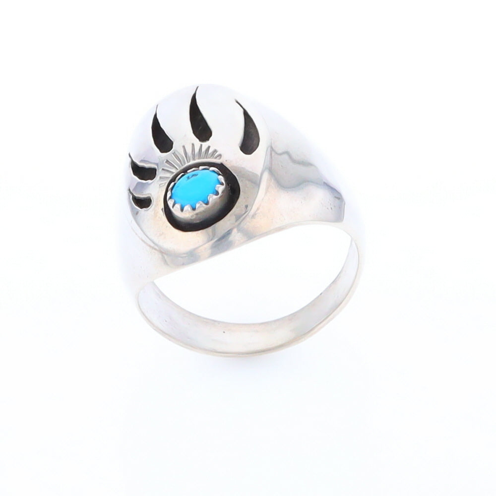 Mens Native Turquoise Bear Claw Ring