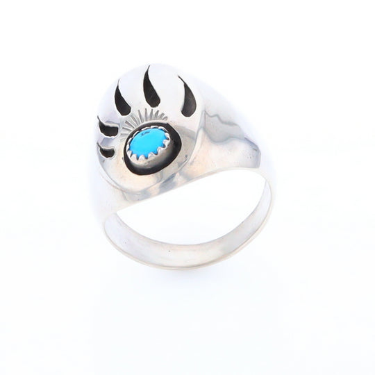 Mens Native Turquoise Bear Claw Ring