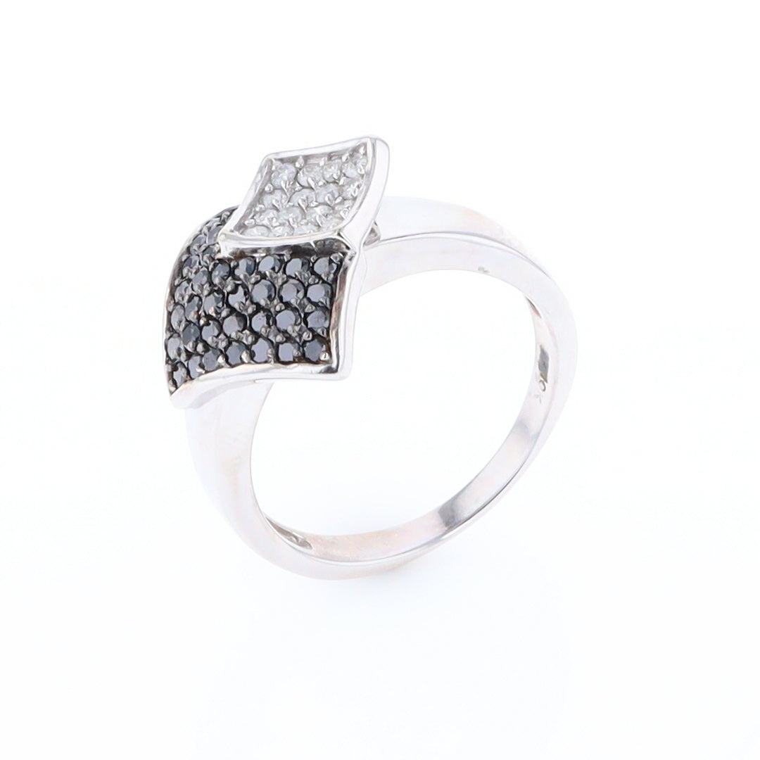 Double Pavé Black and White Diamond Ring