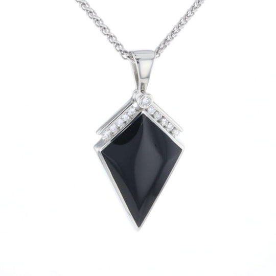 Onyx Kite Design Inlay .19Ctw Diamond Pendant