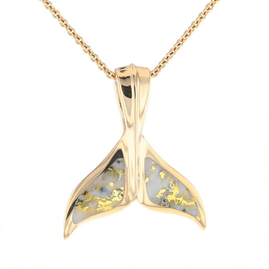 Whale Tail Necklaces Natural Gold Quartz Inlaid Sea Life Pendant