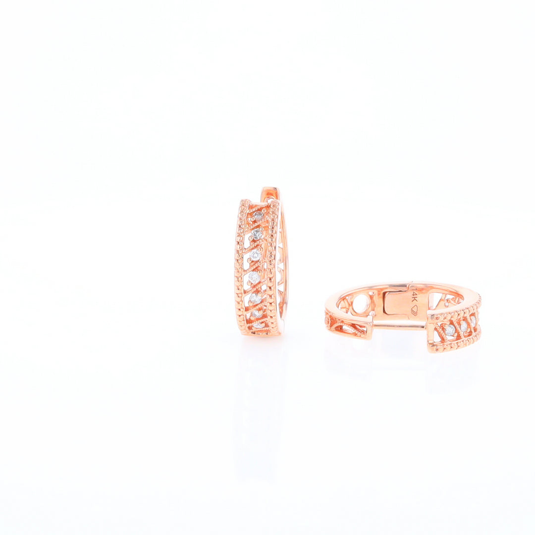 Rose Gold Diamond Hoop Earrings