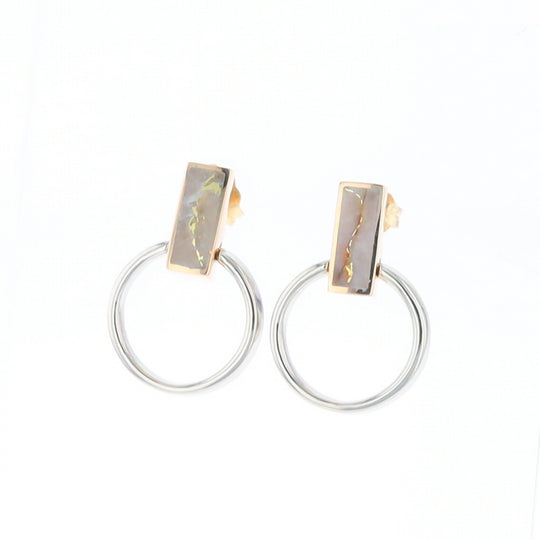 Gold Quartz Rectangle Inlaid Knocker Earrings - G2