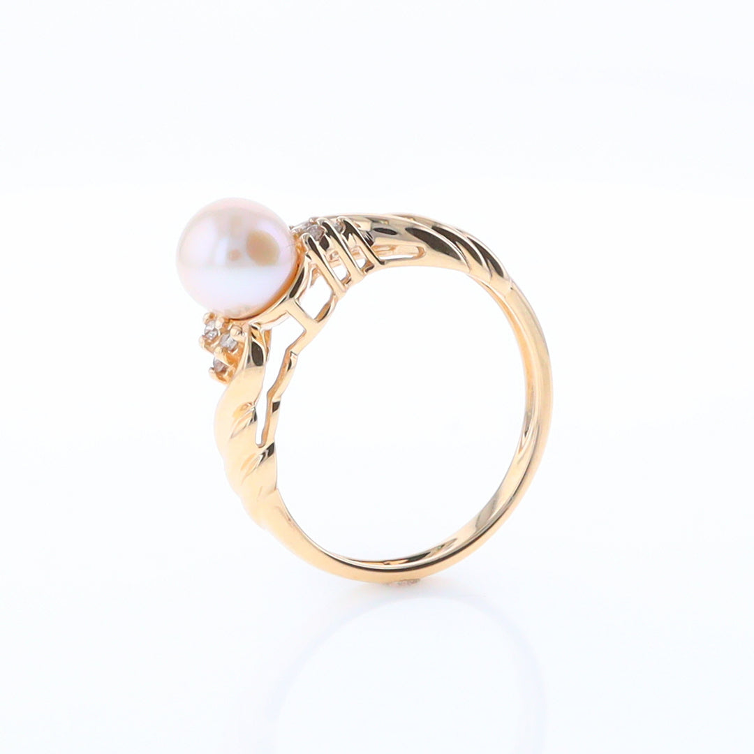 Pearl and Diamond Twist Ring