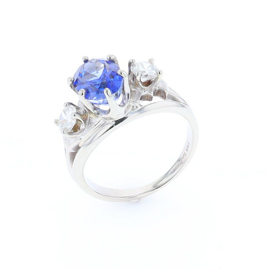 Oval Sapphire Ring with Diamond Side Accents