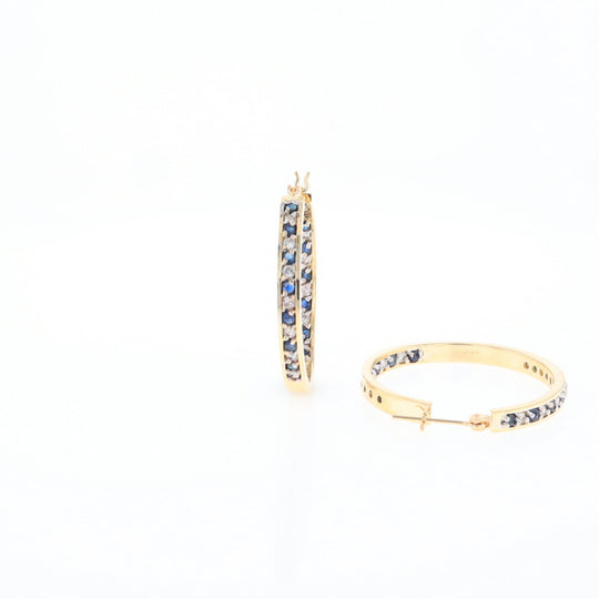 Sapphire & Diamond Hoop Earrings