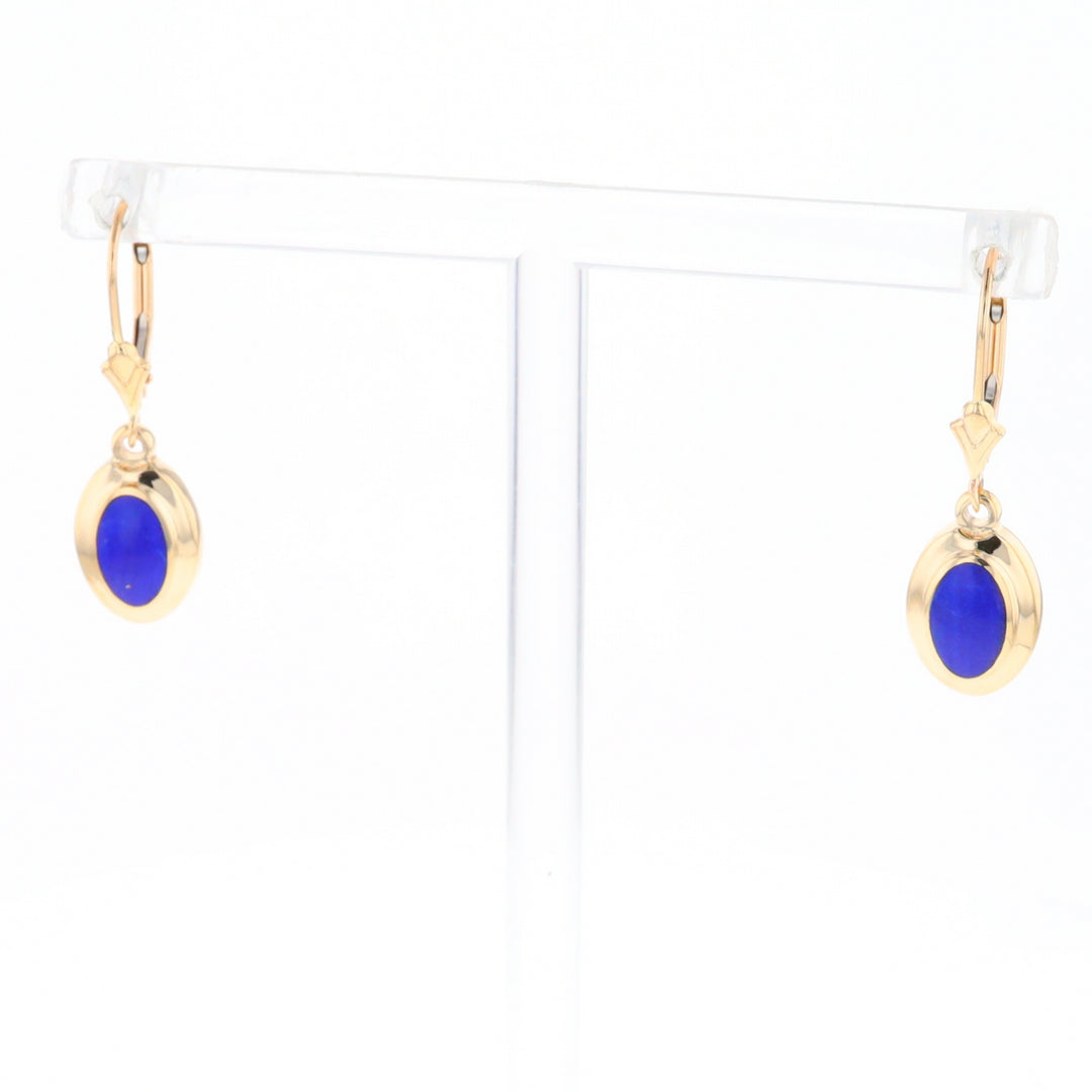 Oval Lapis Inlaid Earrings