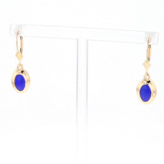 Oval Lapis Inlaid Earrings