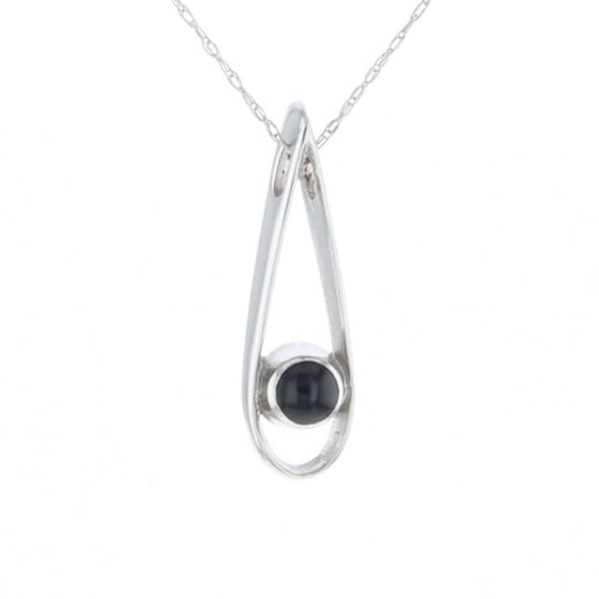Open Teardrop Round Onyx Inlaid Pendant