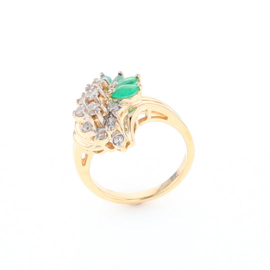 Emerald and Diamond Cluster Ring