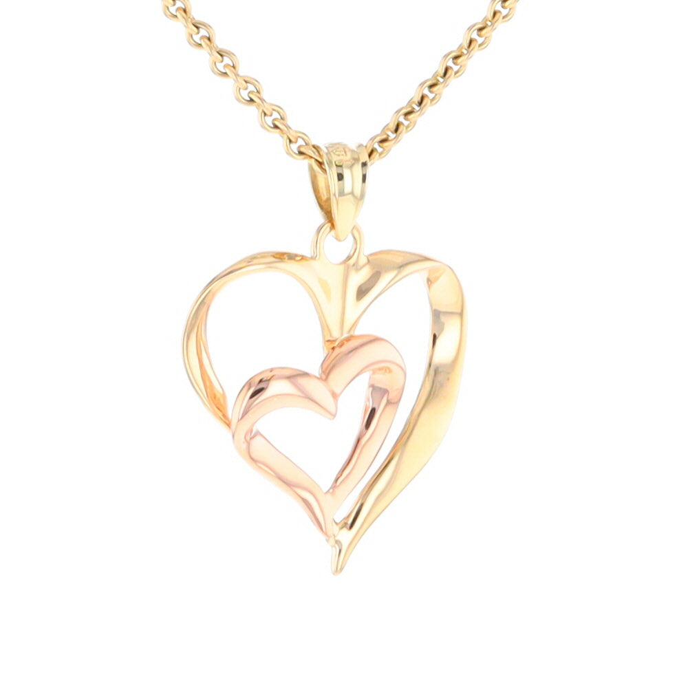 Two-Tone Double Heart Pendant