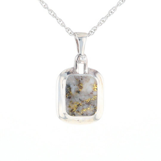 Gold Quartz Rounded Rectangle Pendant