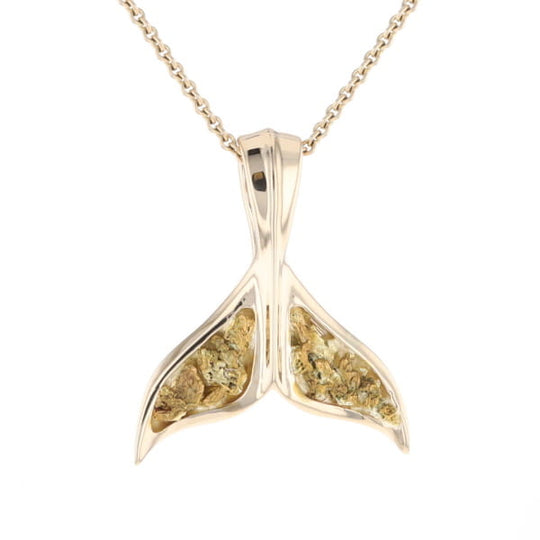 Whale Tail Natural Gold Nuggets Inlaid Pendant XL