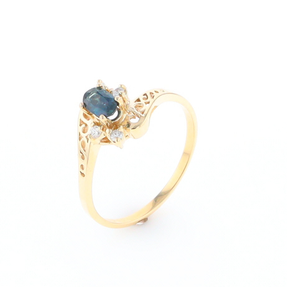 Oval Sapphire Diamond Bypass Ring