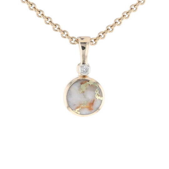Round Gold Quartz Inlaid Pendant
